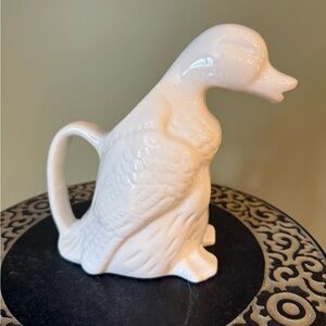 White Ceramic Duck Goose Pitcher Vase Farmhouse Cottage Decor Vintage